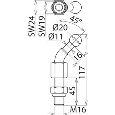 Punkt mocowania kulowy fi 20 mm kątowy 45 st. (706645)