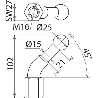 Punkt mocowania kulowy fi 25 mm kątowy 45 st. (756600)