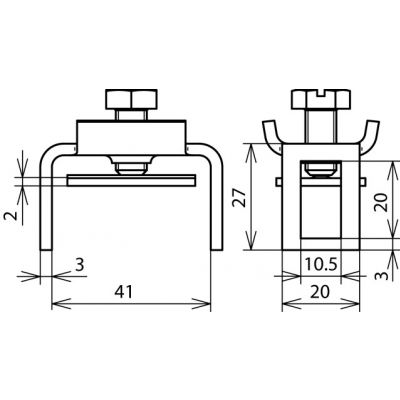 Zacisk szeregowy do szyny R15, płask. 40x5 mm, St/gal Zn (563019)
