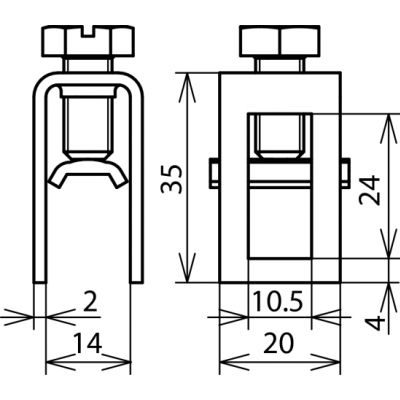 Zacisk szeregowy do szyny R15, 16-95 mm2, St/gal Zn (563013)