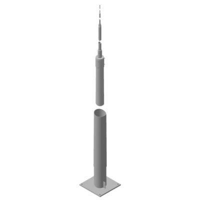Maszt odgromowy składany UFL 13,35 m ze stopą 400x400 mm, do fundamentu ze śrubami, St/tZn (103013)