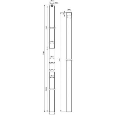 Rura wsporcza fi 50 mm dł. 6200 mm, 2-częściowa, GFK/Al (105302)