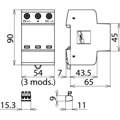Ogranicznik przepięć DEHNguard do systemów P V do 1000 V DC, z FM (950535)