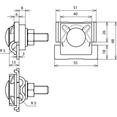 Zacisk FS do iglicy fi 10 mm i 2 drutów fi 8-10 mm, Al (380110)