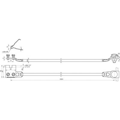 Linka łącząca dł. 1000 mm, 16 mm2, Cu/guma, kolor czarny, z 2 zaciskami do drutu 6-10 mm, NIRO (365509)