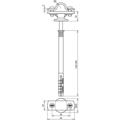 Wspornik do iglic 16 mm, z kołkiem 10 mm, do ścian z izolacją 110 mm, ZG (273731)