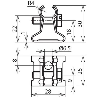 Wspornik do drutu 6-10 mm, wys. 22 mm, stal nierdzewna NIRO (273019)