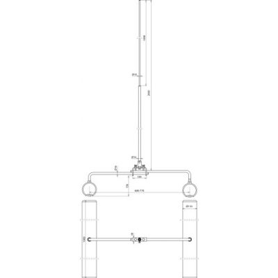 Iglica z podstawą, na dach z blachy trapezowej., fi 16/10 mm dł. 2000 mm, zestaw (123032)