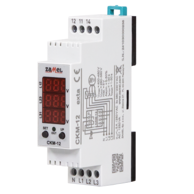 Czujnik kolejności i zaniku faz z wskaźnikiem napięcia, cyfrowy TRUE RMS 3x230V AC ZAMEL (EXT10000327-WUN)