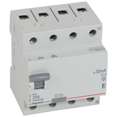 Wyłącznik Różnicowoprądowy 4P 25A 0,03A Typ AC P304 RX3 402062 LEGRAND (402062)
