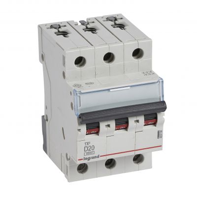 Wyłącznik Nadprądowy S 303 3P D20A 6kA TX3 403756 LEGRAND (403756)
