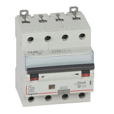 Wyłącznik Różnicowo-Nadprądowy 4P 25A C 0,03A Typ AC P314 DX3 411188 LEGRAND (411188)