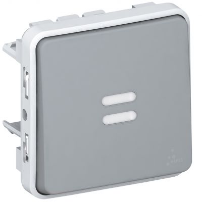 Plexo55 Przycisk Jednobiegunowy Podświetlany Szary 10A-250V 069542 LEGRAND (069542)