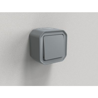 PLEXO Przycisk pojedynczy hermetyczny IP55 natynkowy KOMPLET szary 069720L LEGRAND (069720L)