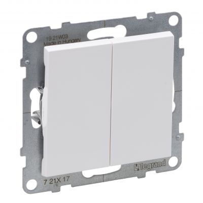 Suno Przycisk Podwójny - 6A - 250V - Zaciski Automatyczne Biały 721117 LEGRAND (721117)