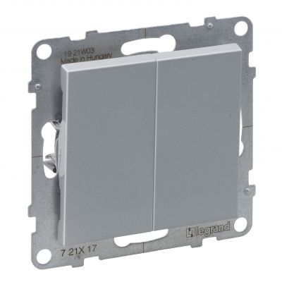 Suno Przycisk Podwójny - 6A - 250V - Zaciski Automatyczne Aluminium 721317 LEGRAND (721317)