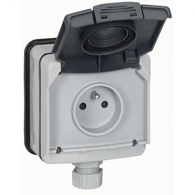 Plexo IP66 Gniazdo Pojedyncze Z Klapką 16A 250 V Komplet Natynkowy 090466 LEGRAND (090466)