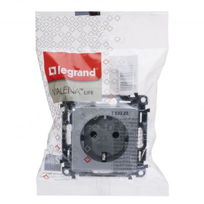 Valena Life Gniazdo Pojedyncze Z Uziemieniem /Z Przesłonami/ Aluminium 16A – 250 V 753320 LEGRAND (753320)