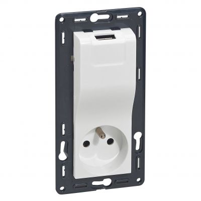 Niloe Gniazdo Pojedyncze Z Uziemieniem 16A Zaciski Sprężynowe /Z Przesłonami/ Z Ładowarką Usb 1000 Ma Białe 764528 LEGRAND (764528)