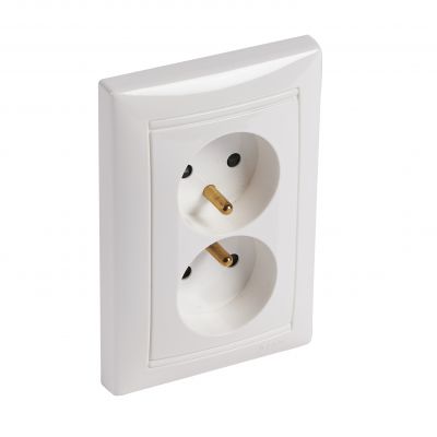 Valena Gniazdo Podwójne /Z Przesłonami/ 16A-250V Białe 770078 LEGRAND (770078)