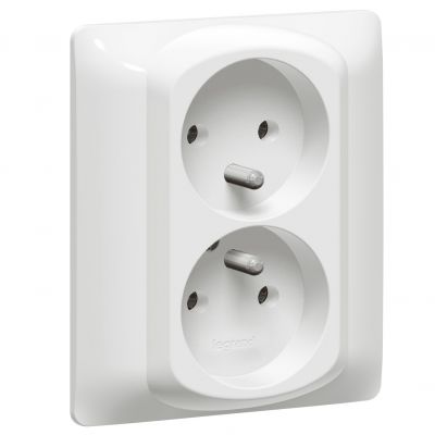 Sistena Life Gniazdo Podwójne Z Uziemieniem /Z Przesłonami/ Arctic Kompletne 16A-250V 771038 LEGRAND (771038)