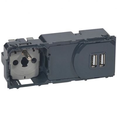 Celiane Gniazdo Pojedyncze Z Uziemieniem + Ładowarka 2Xusb 2400 Ma 067106 LEGRAND (067106)
