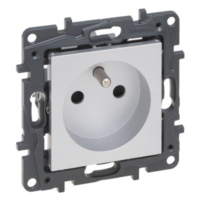 Niloe Step Gniazdo Pojedyncze Z Uziemieniem Zaciski Automatyczne Z Przesłoną- Kolor Aluminium 863333 LEGRAND (863333)