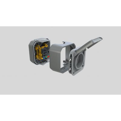 PLEXO Gniazdo hermetyczne podtynkowe IP55 zaciski automatyczne szary 069551L LEGRAND (069551L)