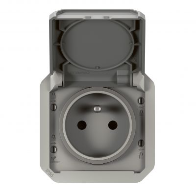 PLEXO Gniazdo hermetyczne podtynkowe IP55 zaciski automatyczne szary 069551L LEGRAND (069551L)