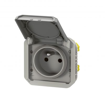 PLEXO Gniazdo hermetyczne podtynkowe IP55 zaciski automatyczne szary 069551L LEGRAND (069551L)