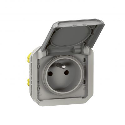 PLEXO Gniazdo hermetyczne podtynkowe IP55 zaciski automatyczne szary 069551L LEGRAND (069551L)