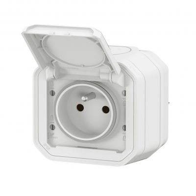 PLEXO Gniazdo hermetyczne natynkowe IP55 KOMPLET zaciski automatyczne biały 069781L LEGRAND (069781L)