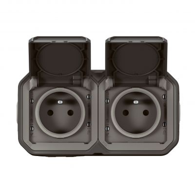 NOWE PLEXO - GNIAZDO 2X2P+Z POZIOME KOMPLET NATYNKOWY 16 A - 250 V ANTRACYT LEGRAND (069788L)