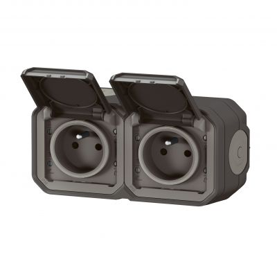NOWE PLEXO - GNIAZDO 2X2P+Z POZIOME KOMPLET NATYNKOWY 16 A - 250 V ANTRACYT LEGRAND (069788L)