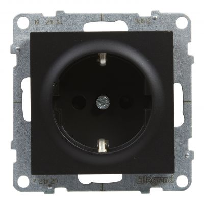 Suno Gniazdo Pojedyncze Z Uziemieniem Schuko 2P+Z 16A 250 V Z Przesłoną Zaciski Automatyczne Czarny 721420 LEGRAND (721420)