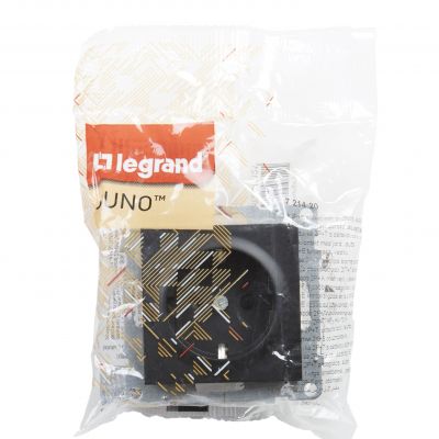 Suno Gniazdo Pojedyncze Z Uziemieniem Schuko 2P+Z 16A 250 V Z Przesłoną Zaciski Automatyczne Czarny 721420 LEGRAND (721420)