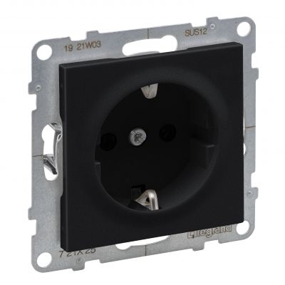 Suno Gniazdo Schuko 2P+Z - 16A - 250V - Zaciski Śrubowe Czarny 721425 LEGRAND (721425)