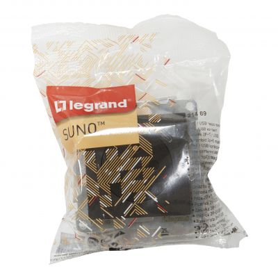 Suno Gniazdo Płaskie 2P+Z 16A Z Usb Typ C 1,5A Zaciski Automatyczne Z Przesłoną Czarny 721489 LEGRAND (721489)