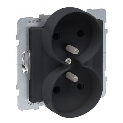 Suno Gniazdo Podwójne Z Uziemieniem 2x2P+Z Z Przesłoną 16A 250 V Zaciski Automatyczne Możliwość Montażu W Ramkach Wielkorotnych Czarny 721490 LEGRAND (721490)