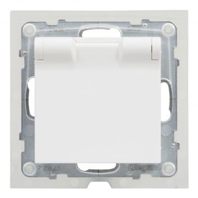 Suno Gniazdo Pojedyncze Z Uziemieniem Schuko 2P+Z- 16A 250 V Z Przesłoną IP44 Zaciski Automatyczne Biały 721123 LEGRAND (721123)