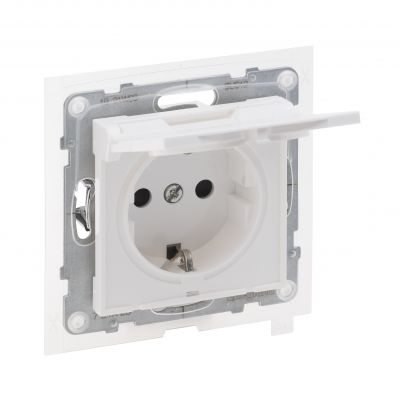Suno Gniazdo Pojedyncze Z Uziemieniem Schuko 2P+Z- 16A 250 V Z Przesłoną IP44 Zaciski Automatyczne Biały 721123 LEGRAND (721123)