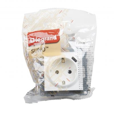 Suno Gniazdo Pojedyncze Z Uziemieniem Schuko 2P+Z 16A 250 V + Usb Typ C 1,5A 5 V Biały 721129 LEGRAND (721129)