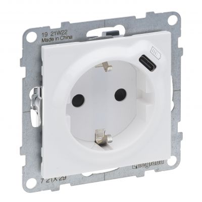Suno Gniazdo Pojedyncze Z Uziemieniem Schuko 2P+Z 16A 250 V + Usb Typ C 1,5A 5 V Biały 721129 LEGRAND (721129)