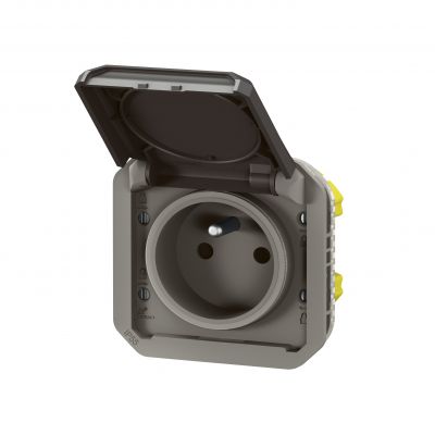 PLEXO Gniazdo hermetyczne podtynkowe IP55 zaciski śrubowe antracyt 069840L LEGRAND (069840L)