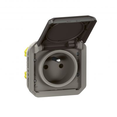 PLEXO Gniazdo hermetyczne podtynkowe IP55 zaciski śrubowe antracyt 069840L LEGRAND (069840L)