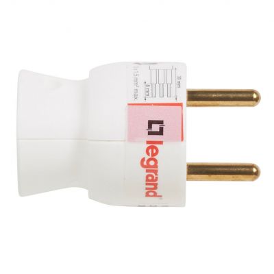 Wtyczka 2P+Z 16A Plastikowa Biała Boczne Wyjście Przewodu. Helmo 050101 LEGRAND (050101)