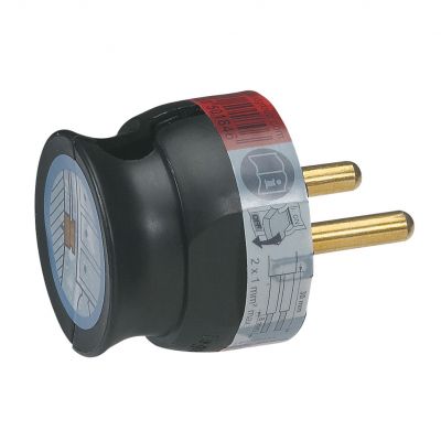 Wtyczka 2P 16A Plastikowa Czarna Płaska (Mała Głębokość) Helmo 050184 LEGRAND (050184)