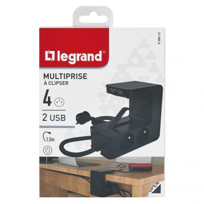 Przedłużacz Z Klipsem 4-Gniazdowy Z/U 2Xusba Z Przewodem 1,5Mb 3x1.5Mm2 Czarny Helmo 050412 LEGRAND (050412)