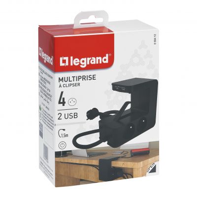 Przedłużacz Z Klipsem 4-Gniazdowy Z/U 2Xusba Z Przewodem 1,5Mb 3x1.5Mm2 Czarny Helmo 050412 LEGRAND (050412)