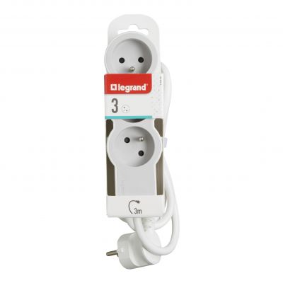 Przedłużacz Standard 3-Gniazdowy Z/U Z Przewodem 3Mb 3x1.5Mm2 Biały/Jasnoszary Helmo 049488 LEGRAND (049488)